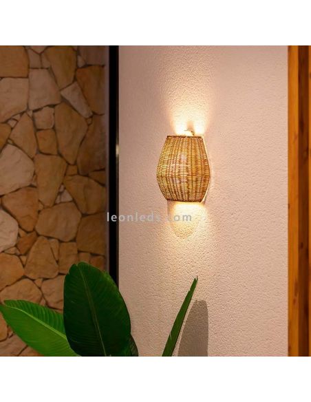Aplique LED exterior natural sin cables Saona 25 wall ambiente