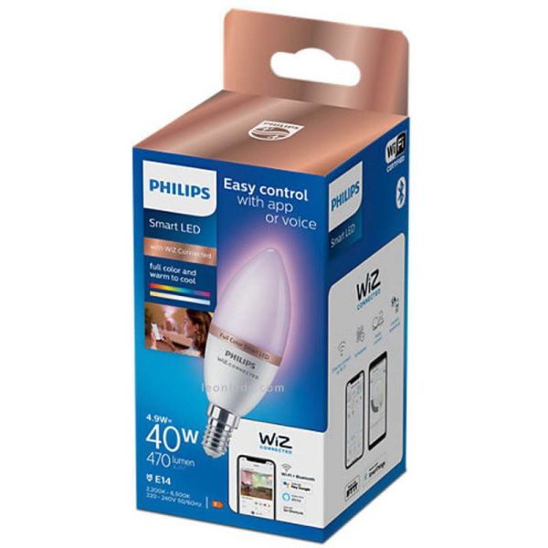 RGB LED Candle Bulb Box com Wiz, Wi-Fi e Bluetooth Regulável E14 Eglo | leonleds