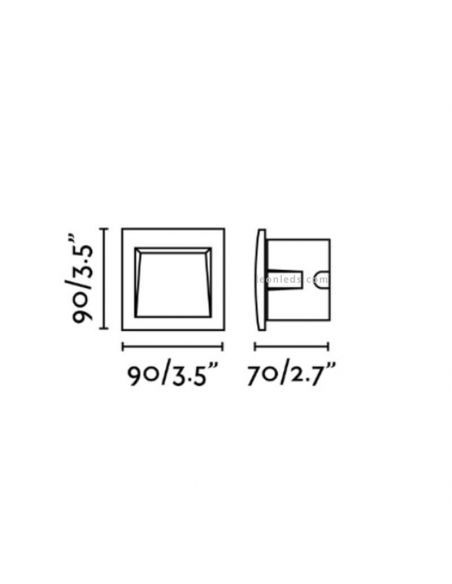 Dimensions Encastré LED Extérieur Carré Gris Foncé 1W 3000K Sedna 1 Faro Barcelona | leonleds