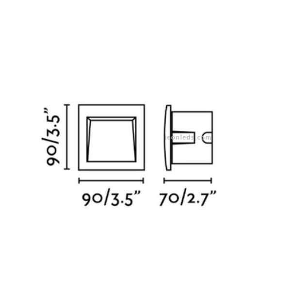 Dimensions Encastré LED Extérieur Carré Gris Foncé 1W 3000K Sedna 1 Faro Barcelona | leonleds