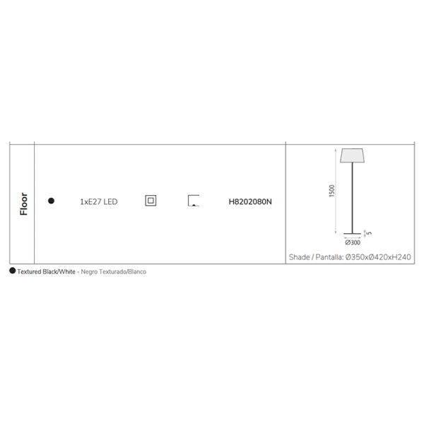 Lampadaire Stilo 1xE27 I LeónLeds Lighting