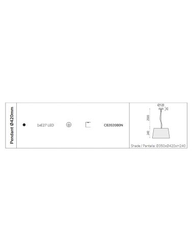Suspension Stilo 42cm 1xE27 I LeónLeds Lighting