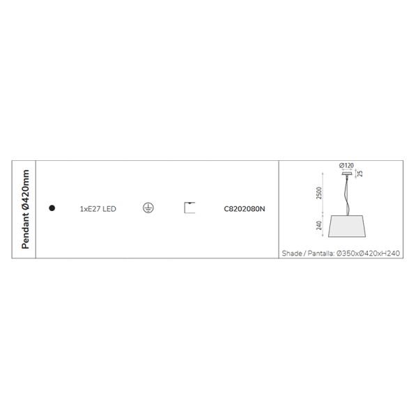 Candeeiro pendente Stilo 42cm 1xE27 I LeónIluminação LED