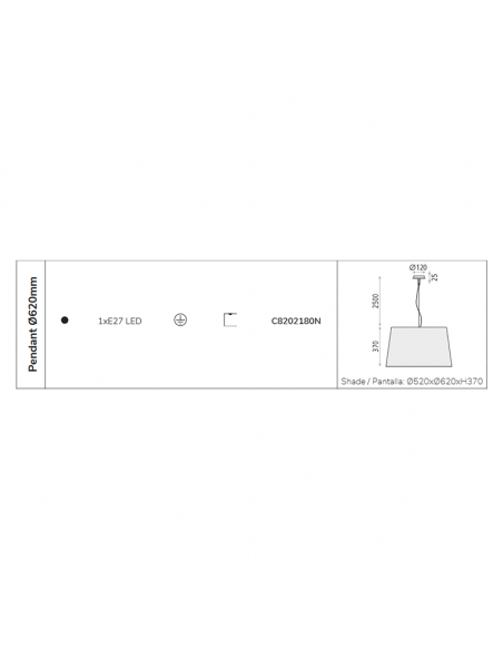Candeeiro Pendente Stilo 1xE27 de 62cm I LeónLeds Lighting
