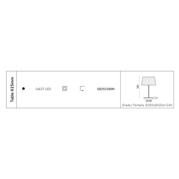 Candeeiro de mesa 42 cm Stilo 1xE27 I LeónLeds Iluminación