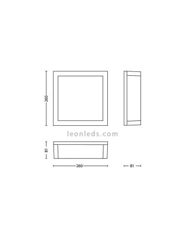 Dimensiones Aplique Plafón exterior gris aluminio Skies 1XE27 8719514385344 Philips | LeonLeds