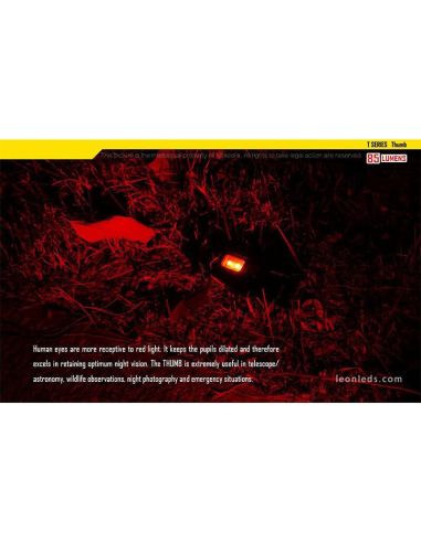 Linterna LED de llavero Thumb con luz orientable 120º led Rojo y recargable Nitecore | LeonLeds