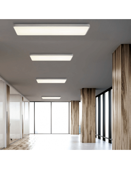 Candeeiro de teto retangular branco Turim da ACB Iluminación I LeónLeds Iluminación