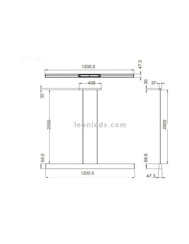 Dimensiones Lámpara LED colgante Hanok negra lineal 3000k o 4000k Mantra dimensiones