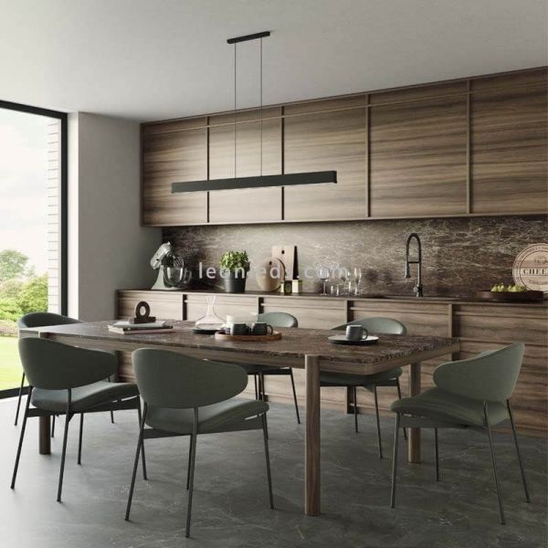 Candeeiro suspenso LED preto linear Hanok 3000k ou 4000k ambiente