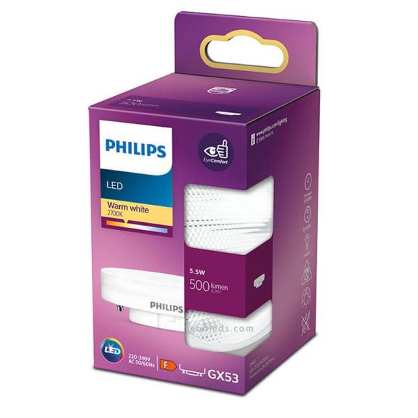 Lâmpada LED GX53 SRT4 5,5W 500Lm 2700K 8718699773717 | leonleds