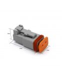 Medidas Conector 2 Pin Deutsch Hembra con terminales Agropar | LeonLeds