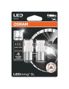 Pack de 2 Bombillas LED P21/5W BAY15d 6000K 12V 2W (2Uds) LED 2 Polos 1157 LEDDriving SL osram 7528DWP-02B | LeonLeds