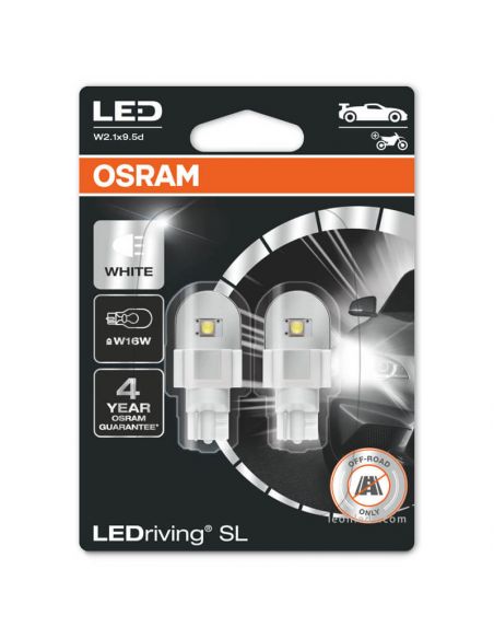 Ampoule LED W16W Osram LEDriving SL 12V 2.9W Pack 2 Unités. Lumière Blanche 6000K Osram | leonleds