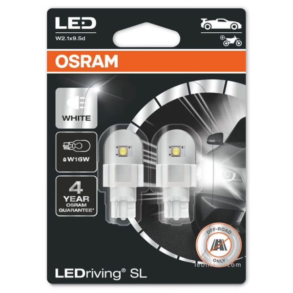 Bombilla LED W16W Osram LEDriving SL 12V 2,9W Pack 2 Unds. Luz Blanca 6000K Osram | LeonLeds