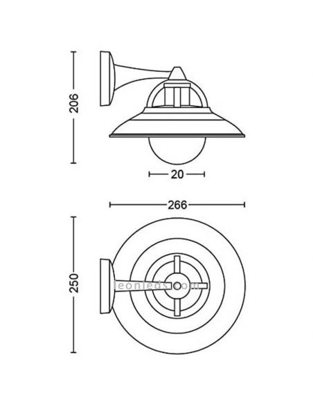 Dimensiones Aplique para exterior Vintage de Aluminio Cormorant MyGarden 1XE27 IP44 8718696165836 | LeonLeds
