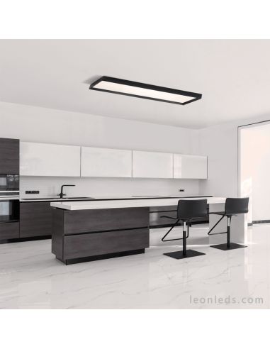 Luminária de teto LED Munich 120cm preto ambiente