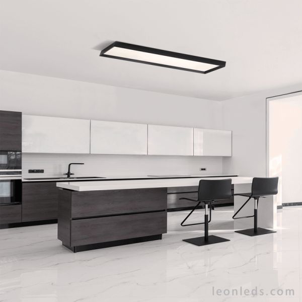 Plafón Munich LED 120cm negro ambiente