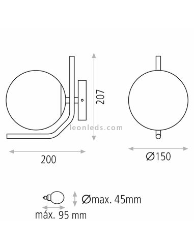 Aplique de pared de metal Maui