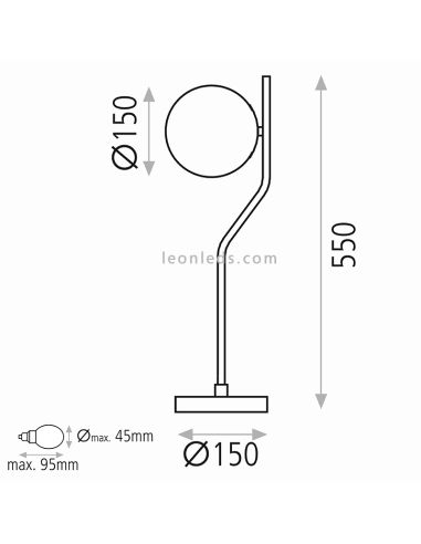 Dimensions de la lampe de table Maui