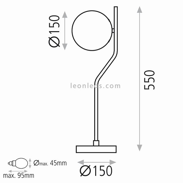 Lámpara de Sobremesa Maui dimensiones