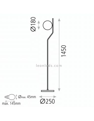 Lampadaire Maui noir ou or