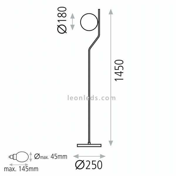 Candeeiro de pé preta ou dourada Maui