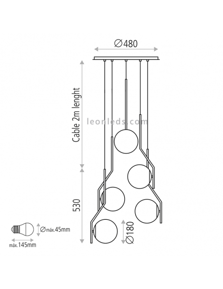 Dimensions de la suspension 5L Maui