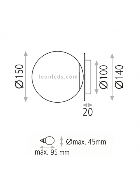 Aplique de pared de cristal Parma dimensiones