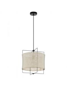 Lámpara colgante Bridekirk de lino y acero E27 Eglo  | LeonLeds