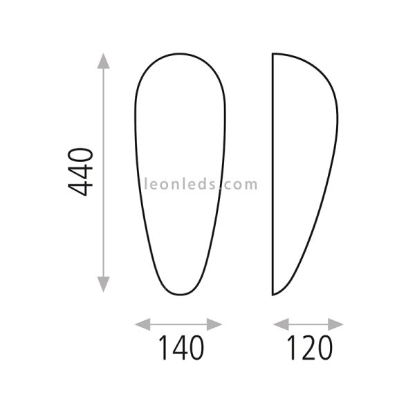 Applique arrondie en verre Dora dimensions