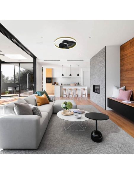 Ventilador LED moderno Borgholm negro ambiente