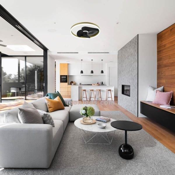 Ventilador LED moderno Borgholm negro ambiente