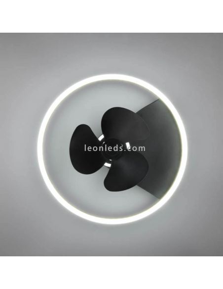 Ventilador LED moderno Borgholm negro ambiente luz blanca