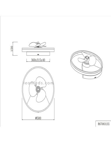 Ventilador LED moderno Borgholm negro