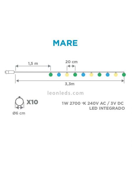 Pacote de 6 dimensões de guirlandas de jardim ao ar livre de LED redondo Mare New Garden | Leon Iluminação LED