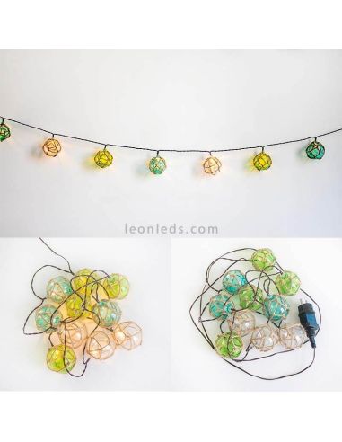 Pack de 6 guirlandas LED outdoor para jardim alpendre ou terraço Mare cor azul esverdeado New Garden | Leon Iluminação LED