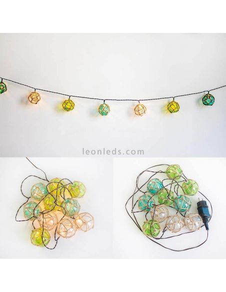 Pack de 6 guirlandas LED outdoor para jardim alpendre ou terraço Mare cor azul esverdeado New Garden | Leon Iluminação LED