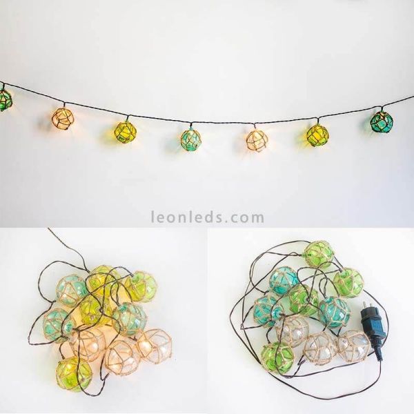 Pack de 6 guirlandes LED d'extérieur pour porche de jardin ou terrasse Mare couleur bleu verdâtre New Garden | Éclairage LeonLed