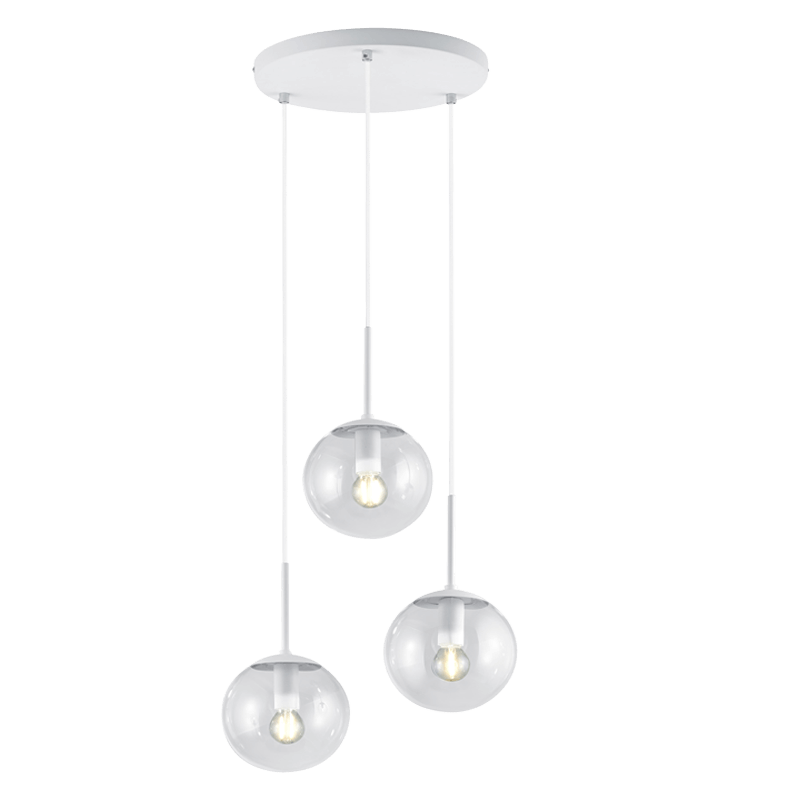 Luminária de teto 3 bolas de vidro Balini