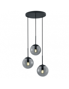 Lámpara de techo 3 bolas de cristal Balini Negra 308590342 | LeonLeds