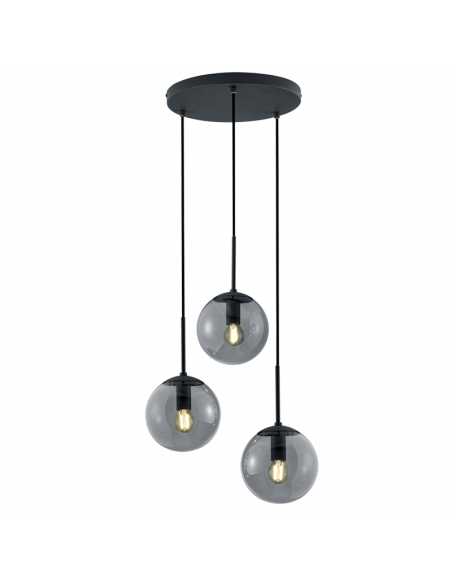 Luminária de teto 3 bolas de vidro Balini Preto 308590342 | leonleds