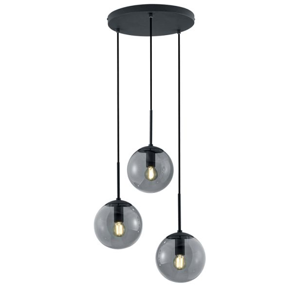 Luminária de teto 3 bolas de vidro Balini Preto 308590342 | leonleds