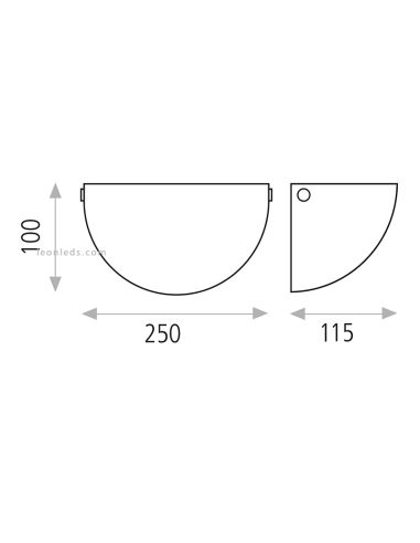 Dimensões da luminária de parede oval