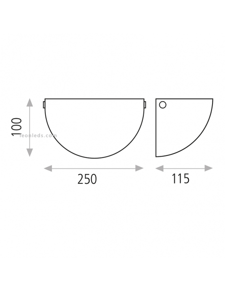 Dimensões da luminária de parede oval
