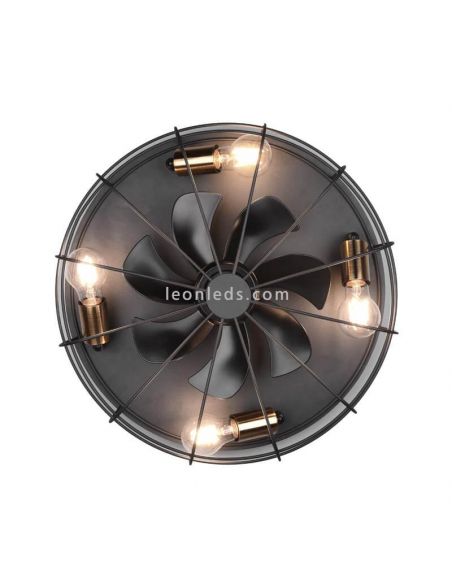 Ventilador Trondheim vintage negro y dorado redondo