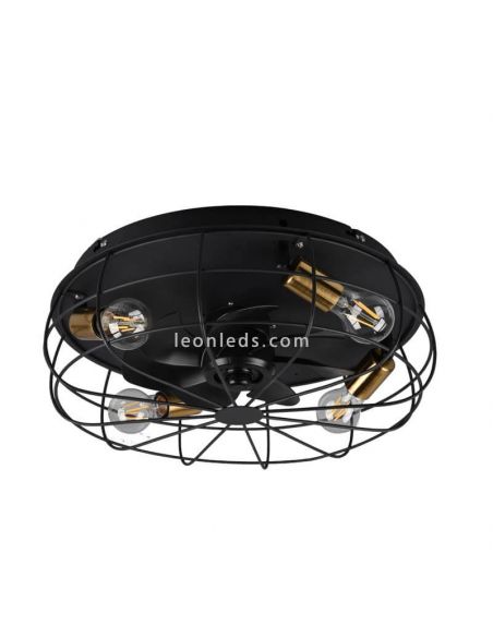Ventilador Trondheim vintage negro y dorado