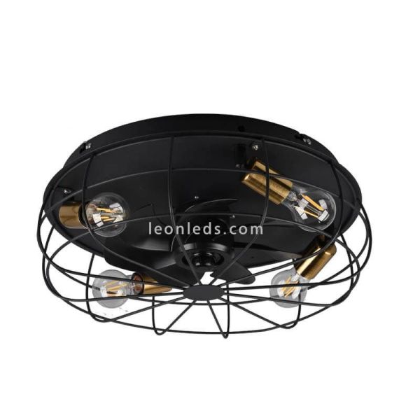Ventilador Trondheim vintage negro y dorado
