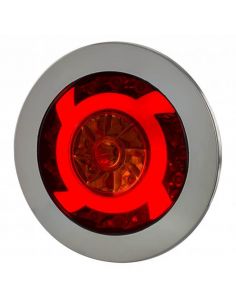 Piloto LED trasero cromado con forma redonda 3 Funciones 12V-24V Horpol | LeonLeds