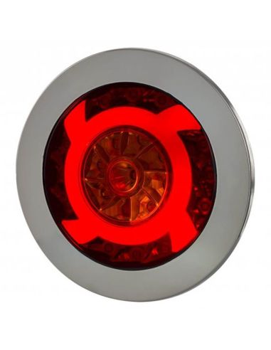 Lanterna traseira LED redonda cromada 3 Funções 12V-24V Horpol | leonleds